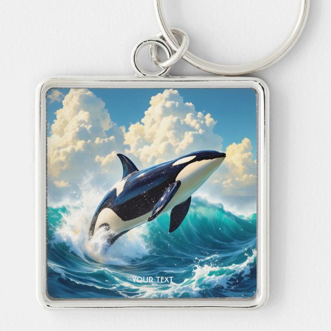 Fantasy Cute Dolphin Sea Clouds Key Ring (Front)
