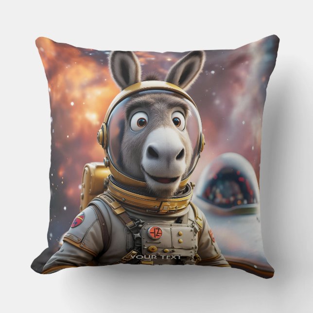 Fantasy Cute Donkey Astronaut Space Cushion (Front)