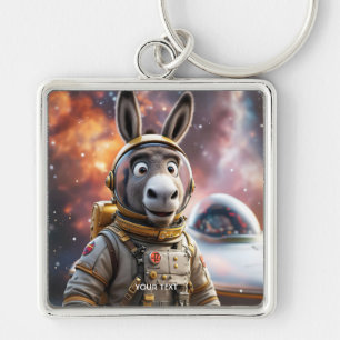 Fantasy Cute Donkey Astronaut Space Key Ring