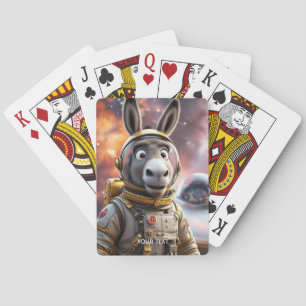 Fantasy Cute Donkey Astronaut Space Playing Cards