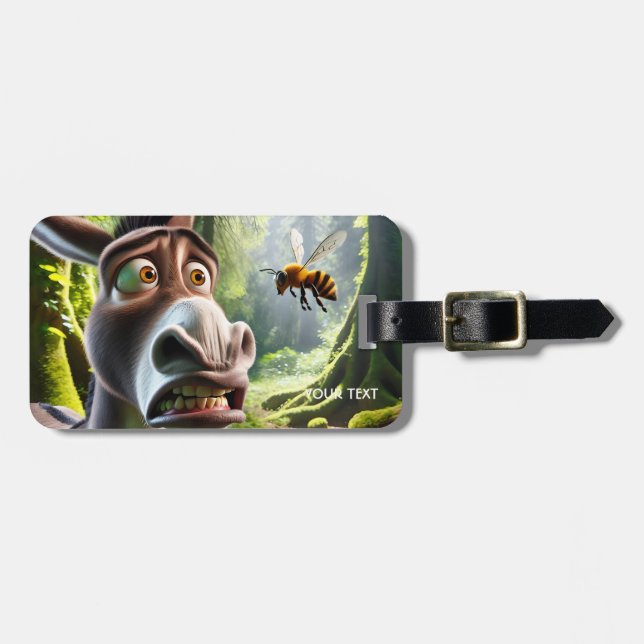 Fantasy Cute Donkey Sting Bee Luggage Tag (Front Horizontal)