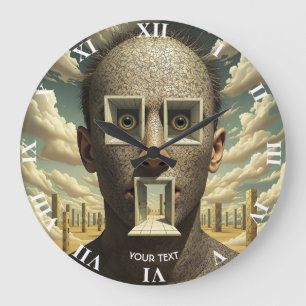 Fantasy Cute Door Windows Man Large Clock