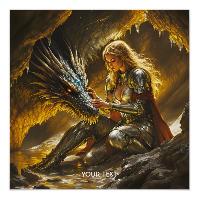 Fantasy Cute Dragon Female Warrior Poster (Front)