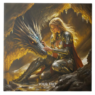Fantasy Cute Dragon Female Warrior Tile