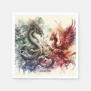 Fantasy Cute Dragon Phoenix Ink Napkin