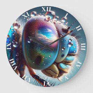 Fantasy Cute Dragonfly Macro Photo Large Clock