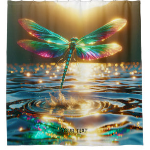 Fantasy Cute Dragonfly Water Reflection Shower Curtain