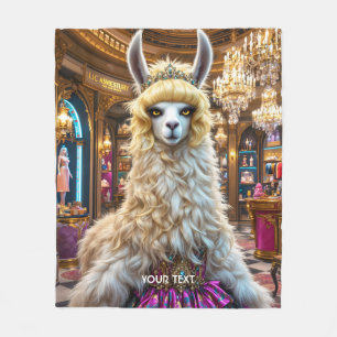 Fantasy Cute Drama Llama Queen Fleece Blanket
