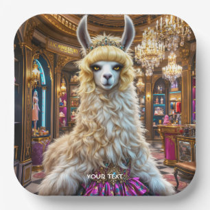 Fantasy Cute Drama Llama Queen Paper Plate