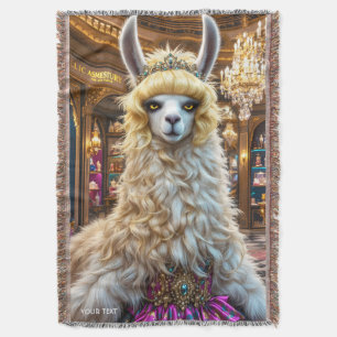 Fantasy Cute Drama Llama Queen Throw Blanket