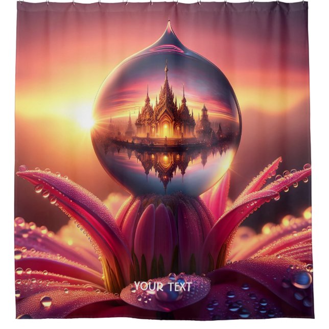 Fantasy Cute Drop Dew Flower Shower Curtain (Front)