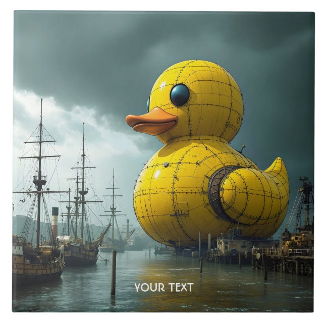 Fantasy Cute Duck War Ship Tile (Front)