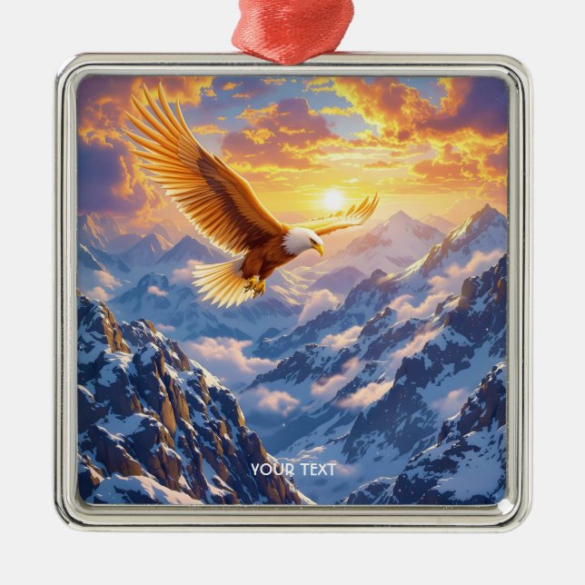 Fantasy Cute Eagle Mountains Sunrise Metal Tree Decoration (Front)