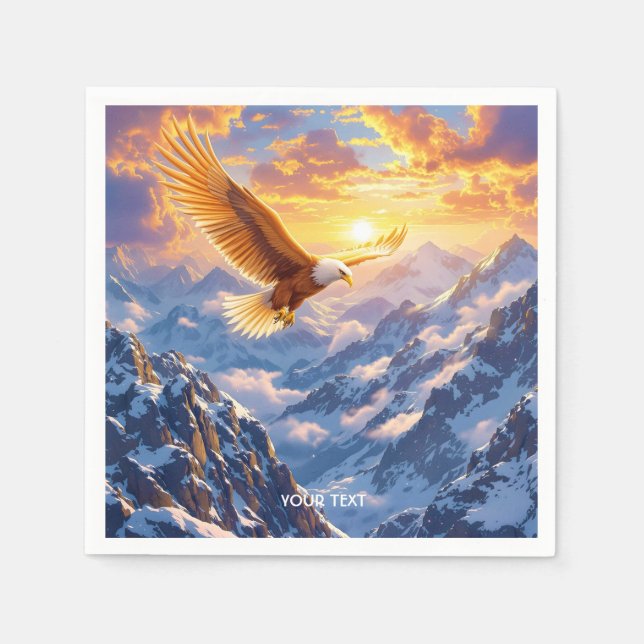 Fantasy Cute Eagle Mountains Sunrise Napkin (Front)