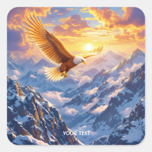 Fantasy Cute Eagle Mountains Sunrise Square Sticker