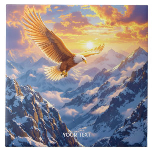 Fantasy Cute Eagle Mountains Sunrise Tile