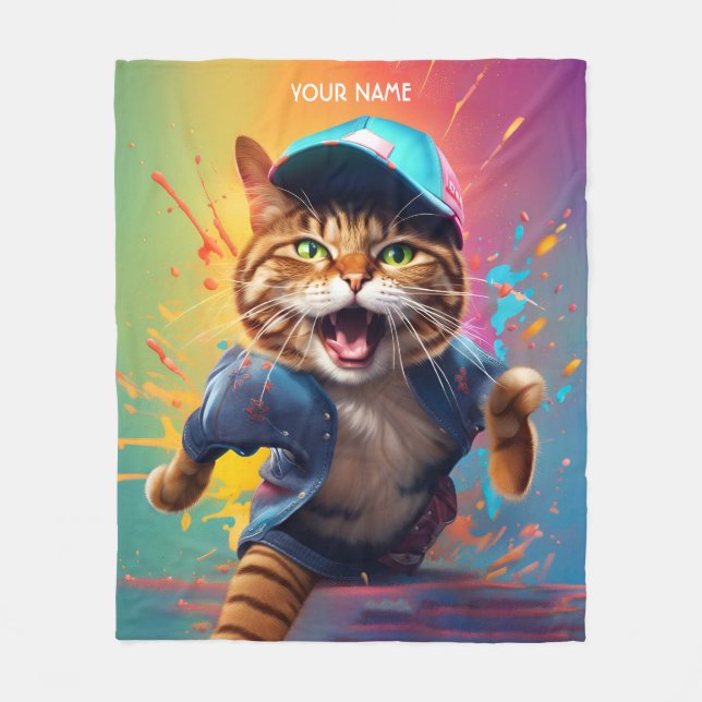 Fantasy Cute Eagle With Flowers Fleece Blanket (Front)