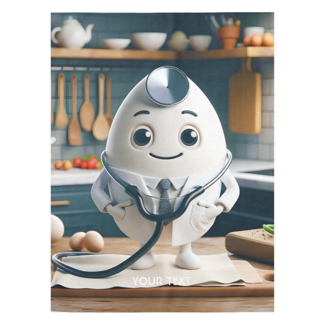 Fantasy Cute Egg Doctor Kitchen Tablecloth (Front)