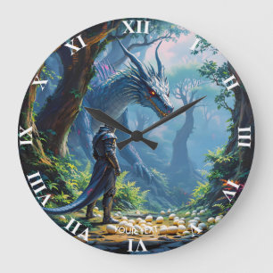 Fantasy Cute Eggs Dragon Knight Large Clock