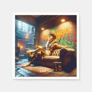 Fantasy Cute Egyptian God Music. Napkin