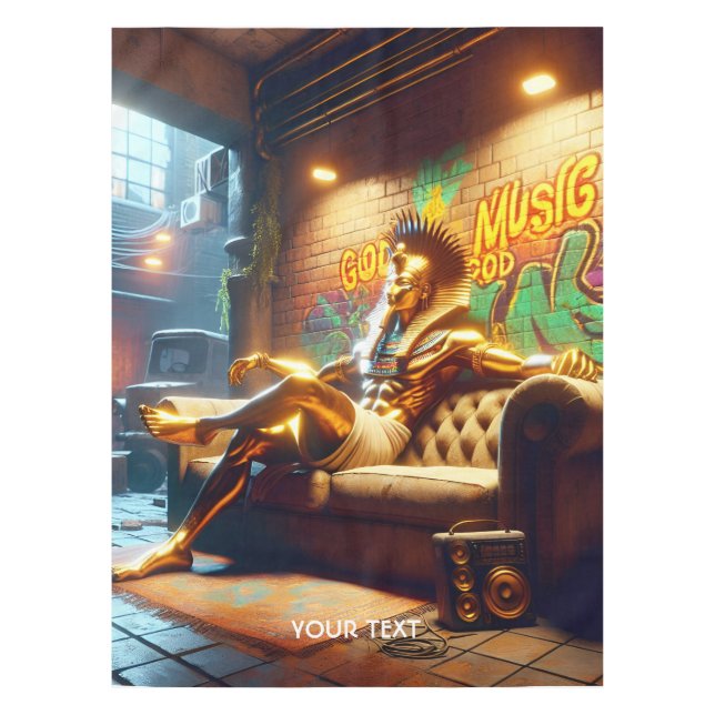 Fantasy Cute Egyptian God Music. Tablecloth (Front)