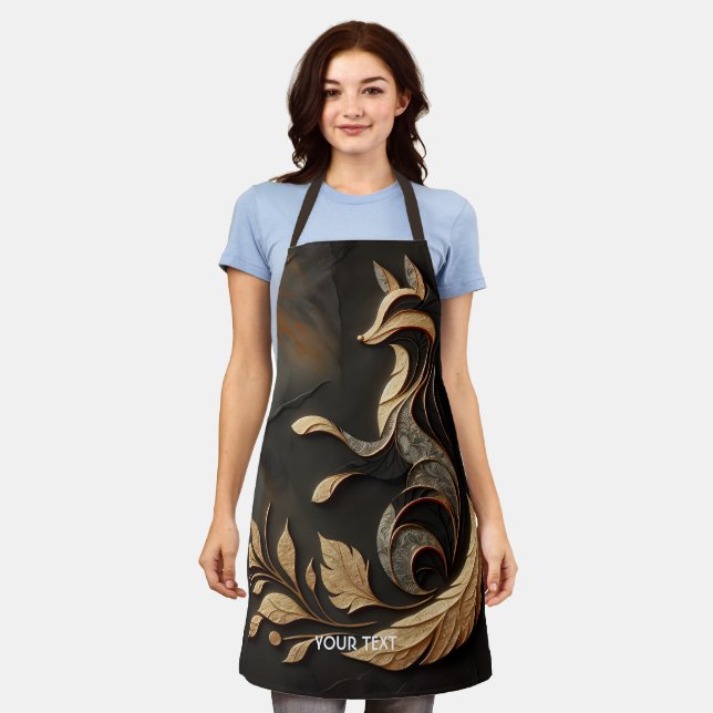Fantasy Cute  Elegant Fox Drawing Apron (Worn)