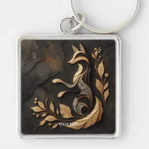 Fantasy Cute Elegant Fox Drawing Key Ring