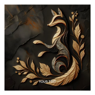 Fantasy Cute Elegant Fox Drawing Poster