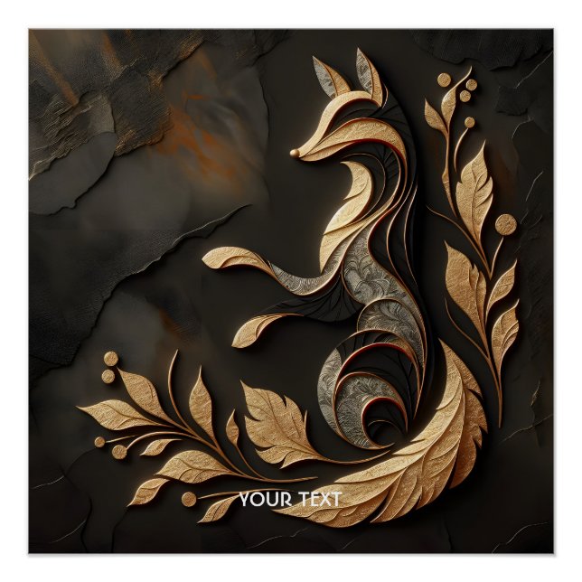 Fantasy Cute  Elegant Fox Drawing Poster (Front)