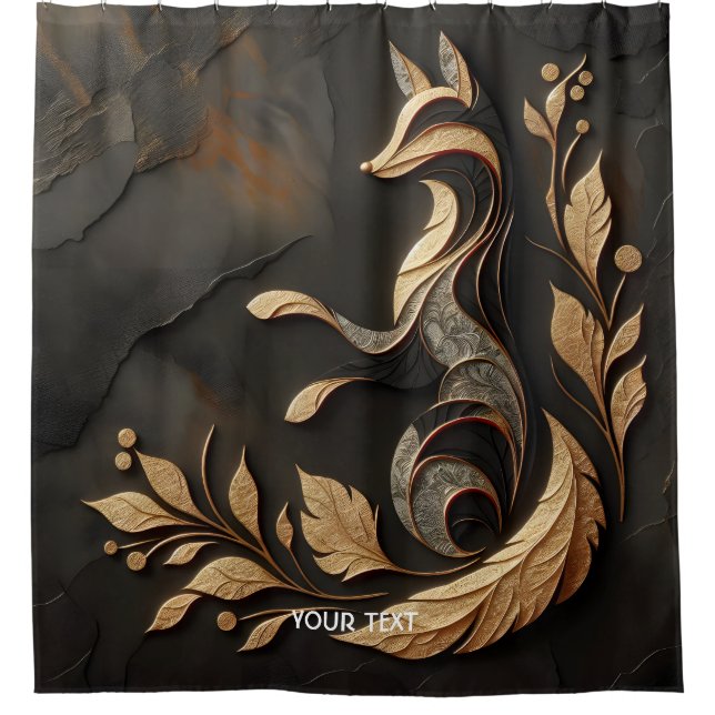 Fantasy Cute  Elegant Fox Drawing Shower Curtain (Front)