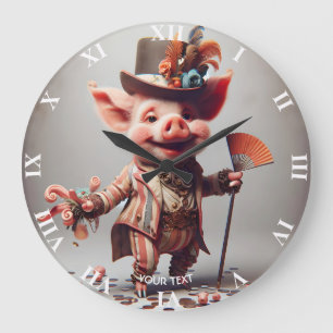 Fantasy Cute Elegant Nice Pig Large Clock