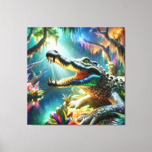 Fantasy Cute Enchanted Crocodile Jungle Canvas Print