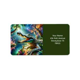 Fantasy Cute Enchanted Crocodile Jungle Label