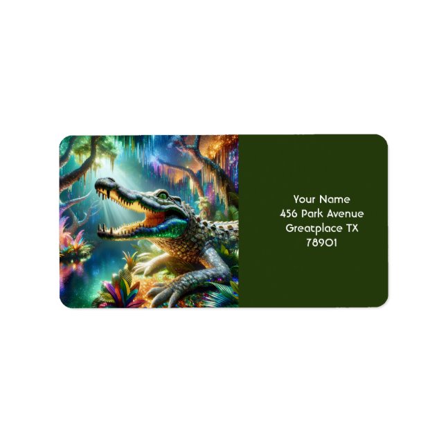 Fantasy Cute Enchanted Crocodile Jungle Label (Front)