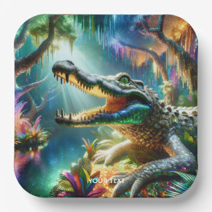 Fantasy Cute Enchanted Crocodile Jungle Paper Plate