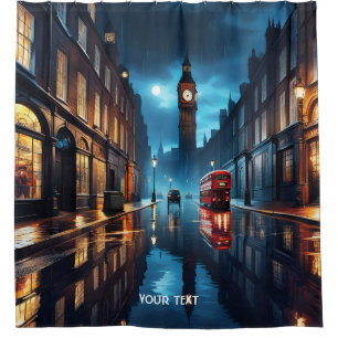 Fantasy Cute Evening London Rain Shower Curtain