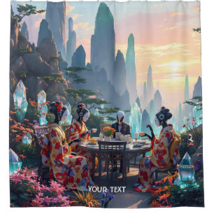 Fantasy Cute Exotic Planet Tea Shower Curtain