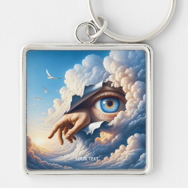 Fantasy Cute Eye Sky Clouds Key Ring (Front)