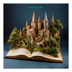 Fantasy Cute Fairytale Town Book Poster