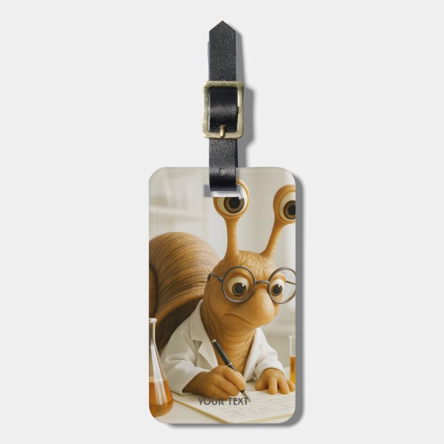Fantasy Cute Famous Snail Scientist  Luggage Tag (Front Vertical)