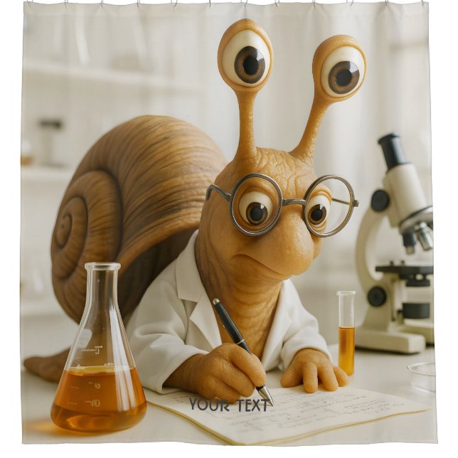 Fantasy Cute Famous Snail Scientist  Shower Curtain (Front)