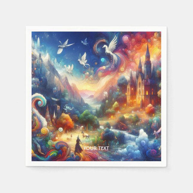 Fantasy Cute Fantastical Child Artwork Napkin (Front)