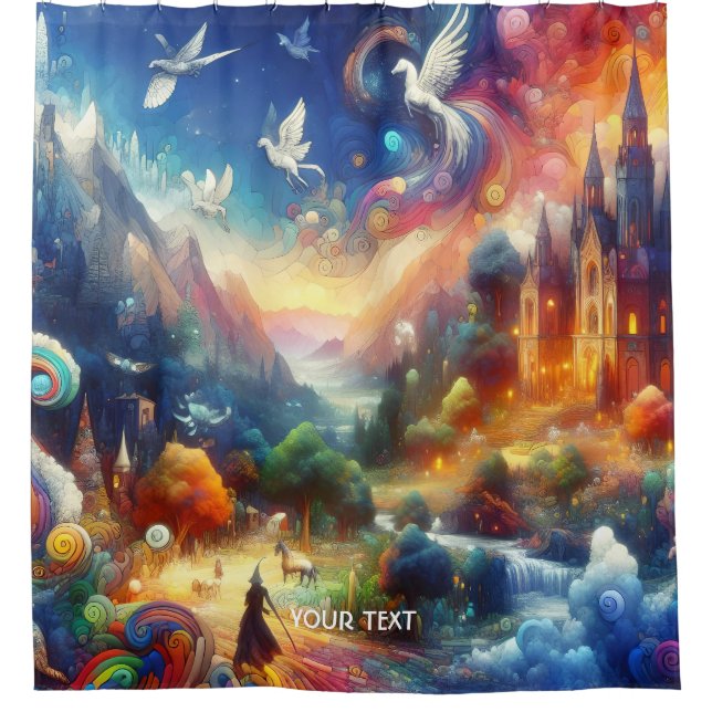 Fantasy Cute Fantastical Child Artwork Shower Curtain (Front)