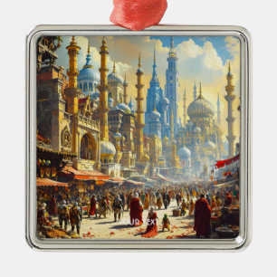 Fantasy Cute Fantastical City Market Metal Tree Decoration