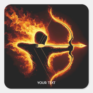 Fantasy Cute Fire Archer Bow  Square Sticker