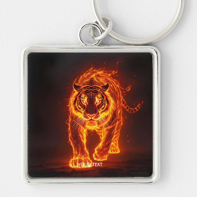 Fantasy Cute Fire Big Tiger  Key Ring (Front)