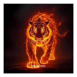 Fantasy Cute Fire Big Tiger  Poster