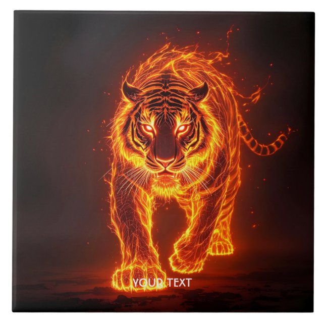 Fantasy Cute Fire Big Tiger  Tile (Front)