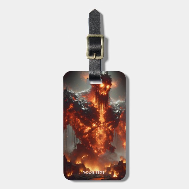 Fantasy Cute Fire Elemental Flames Luggage Tag (Front Vertical)