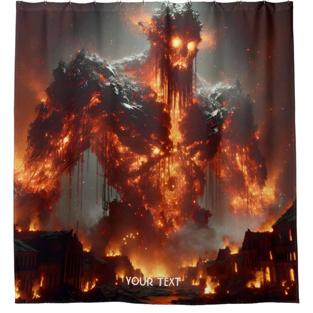 Fantasy Cute Fire Elemental Flames Shower Curtain (Front)